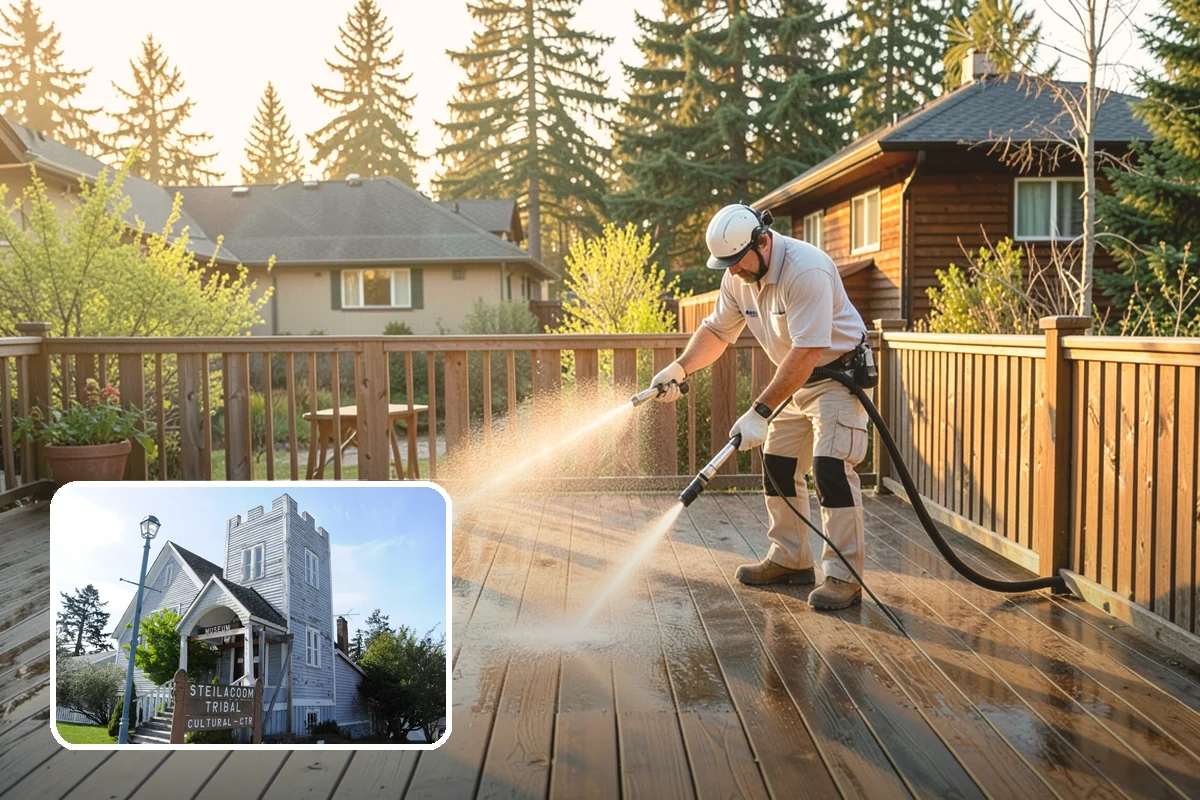 Deck Sealing Preparation in Steilacoom, Pierce County, WA - Opens the grain for deep sealer penetration