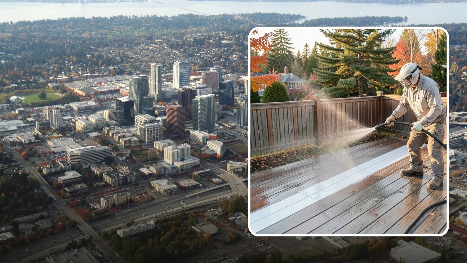 Deck Sealing in Bellevue, King County, WA - Water-repellent sealing for wood decks that shields boards from the moisture, graying, and rot that Pacific Northwest weather...