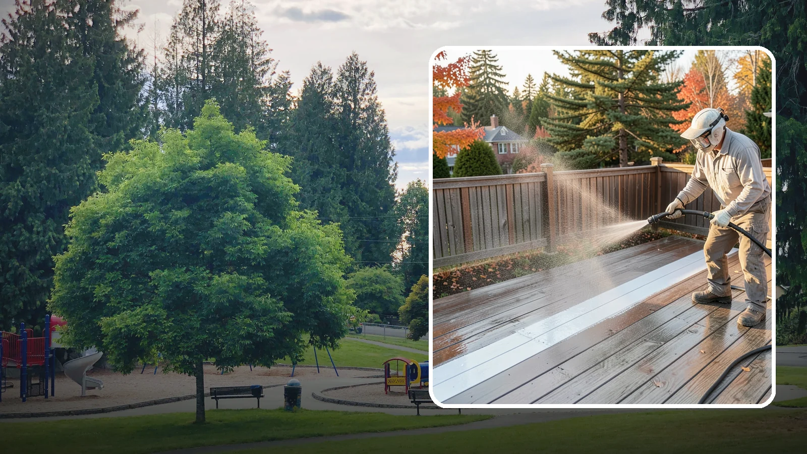 Deck Sealing in Bonney Lake, Pierce County, WA - Water-repellent sealing for wood decks that shields boards from the moisture, graying, and rot that Pacific Northwest weather...