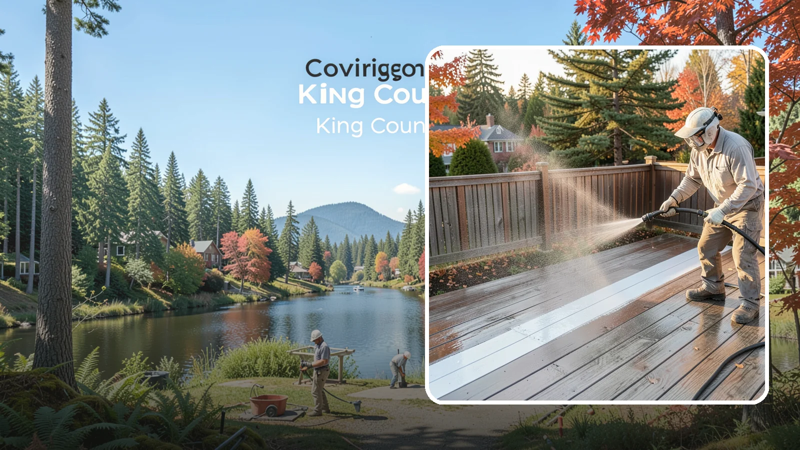 Deck Sealing in Covington, King County, WA - Water-repellent sealing for wood decks that shields boards from the moisture, graying, and rot that Pacific Northwest weather...