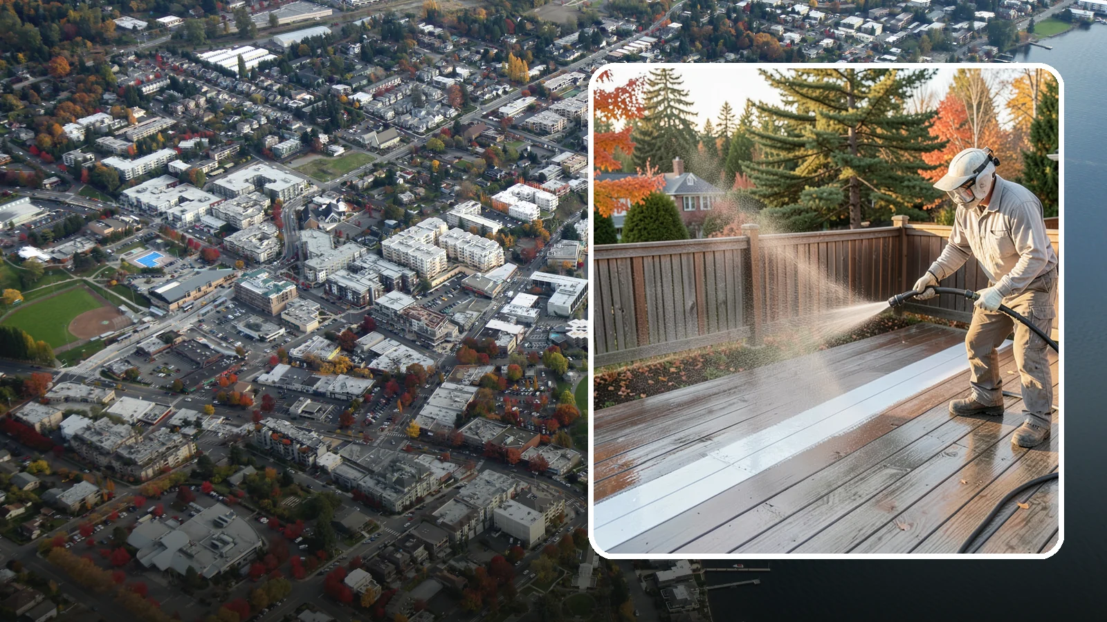 Deck Sealing in Kirkland, King County, WA - Water-repellent sealing for wood decks that shields boards from the moisture, graying, and rot that Pacific Northwest weather...