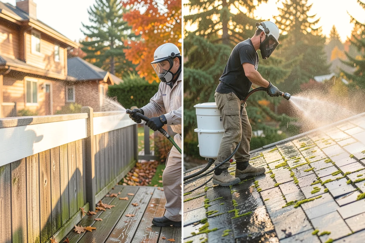 Deck Sealing in La Conner, Skagit County, WA - Clean the deck and remove mildew, algae, and surface graying