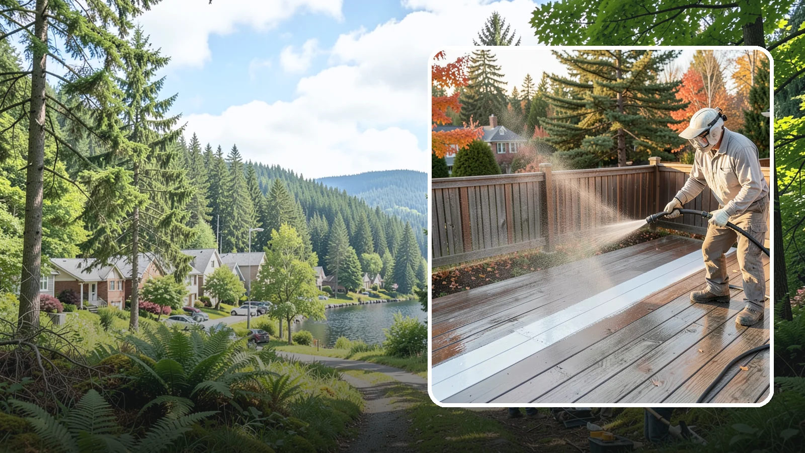Deck Sealing in Lake Forest Park, King County, WA - Water-repellent sealing for wood decks that shields boards from the moisture, graying, and rot that Pacific Northwest weather...