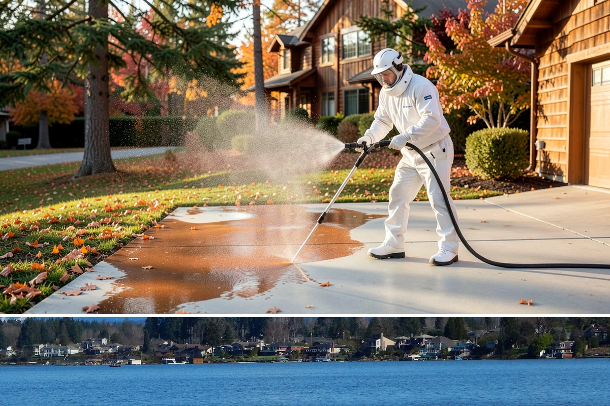 Deck Sealing in Lake Stevens, Snohomish County, WA - Seal decks in summer during a dependable dry spell so the wood is fully dry and the repellent can penetrate and set.