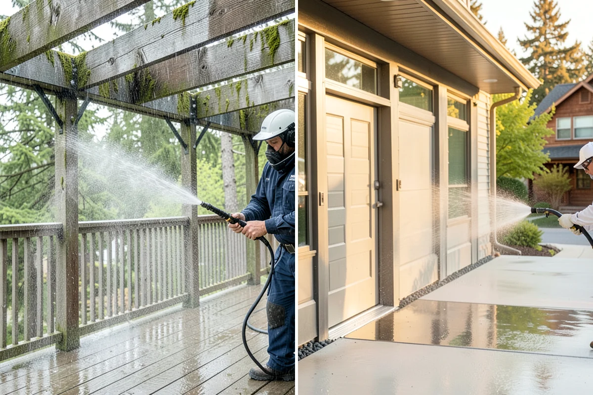 Deck Sealing in Lakewood, Pierce County, WA - Clean the deck and remove mildew, algae, and surface graying