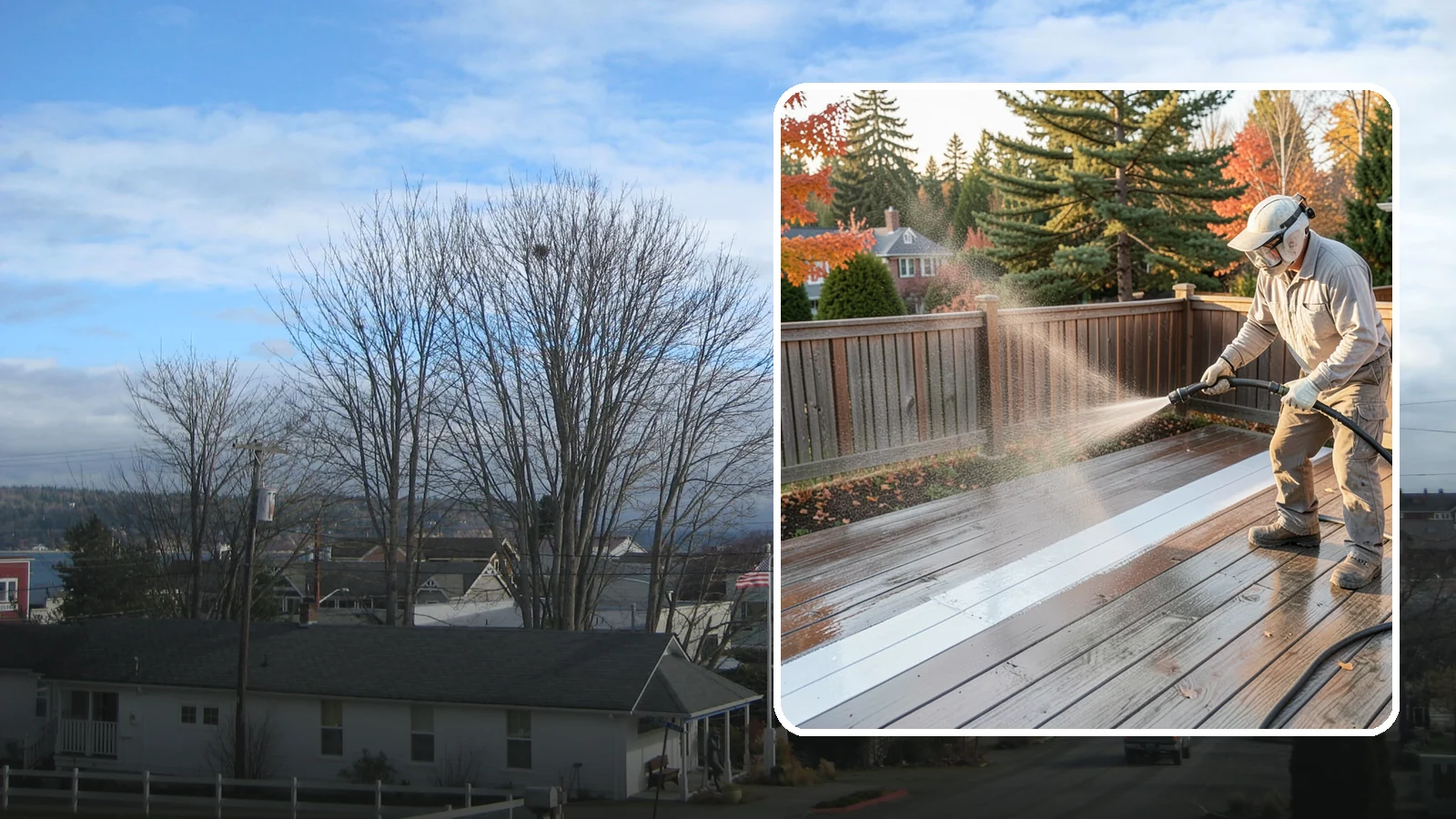 Deck Sealing in Langley, Island County, WA - Water-repellent sealing for wood decks that shields boards from the moisture, graying, and rot that Pacific Northwest weather...
