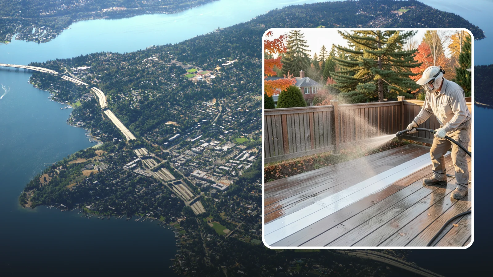 Deck Sealing in Mercer Island, King County, WA - Water-repellent sealing for wood decks that shields boards from the moisture, graying, and rot that Pacific Northwest weather...