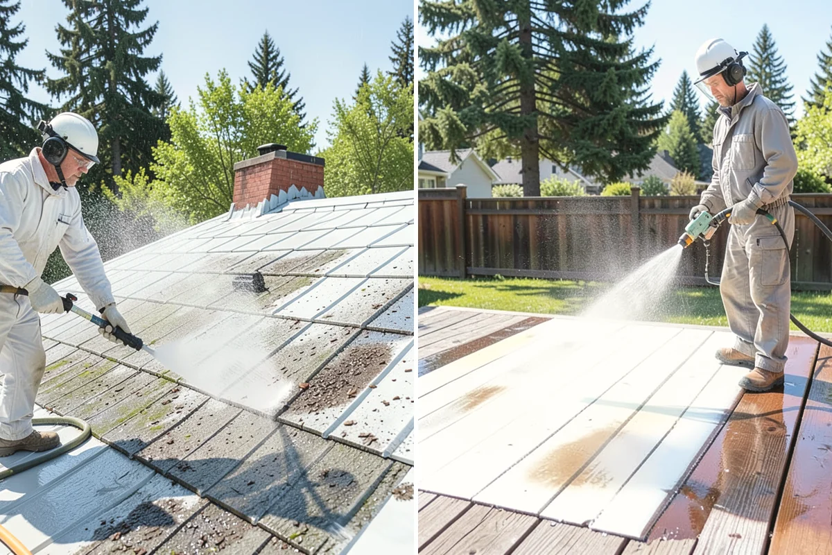 Deck Sealing in Mercer Island, King County, WA - Clean the deck and remove mildew, algae, and surface graying