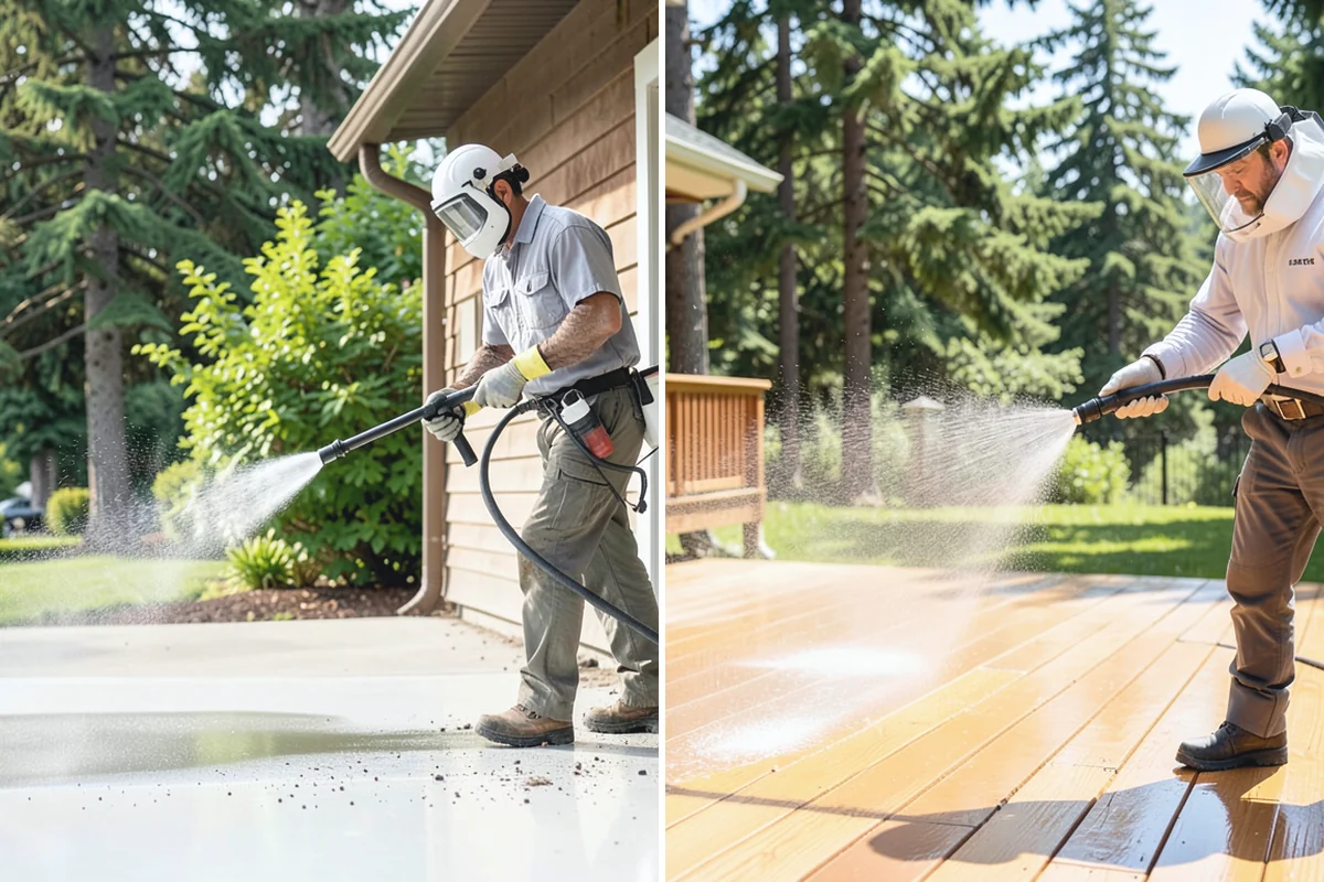Deck Sealing in Roy, Pierce County, WA - Clean the deck and remove mildew, algae, and surface graying
