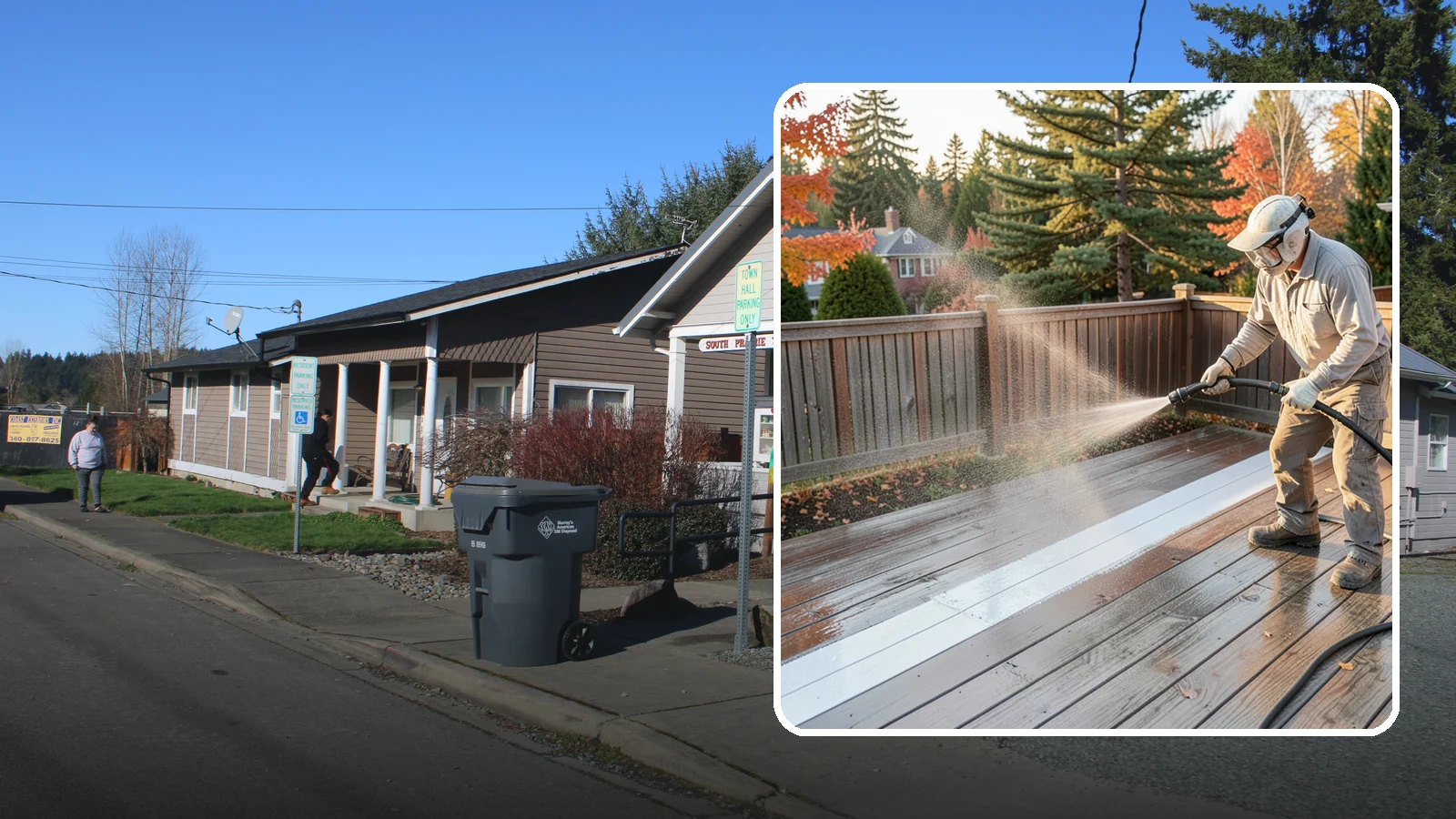 Deck Sealing in South Prairie, Pierce County, WA - Water-repellent sealing for wood decks that shields boards from the moisture, graying, and rot that Pacific Northwest weather...