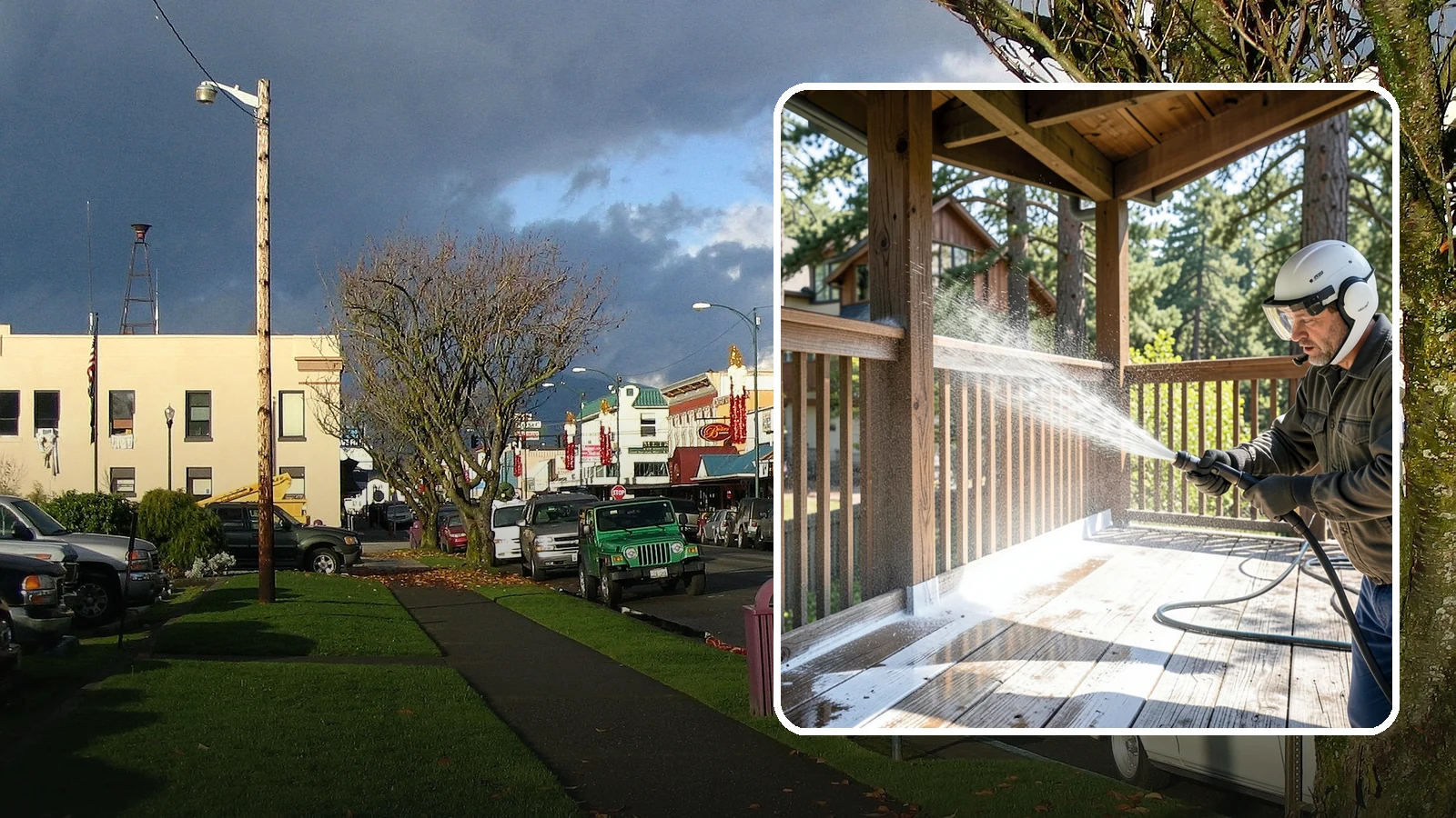 Deck Skirting Cleaning in Arlington, Snohomish County, WA - We clean deck skirting panels to remove the moss, mud, and mildew that build along this low, shaded band beneath the deck.
