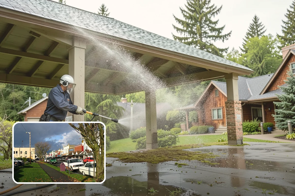 Deck Skirting Cleaning in Arlington, Snohomish County, WA - Removes moss and mud from the shaded skirting band