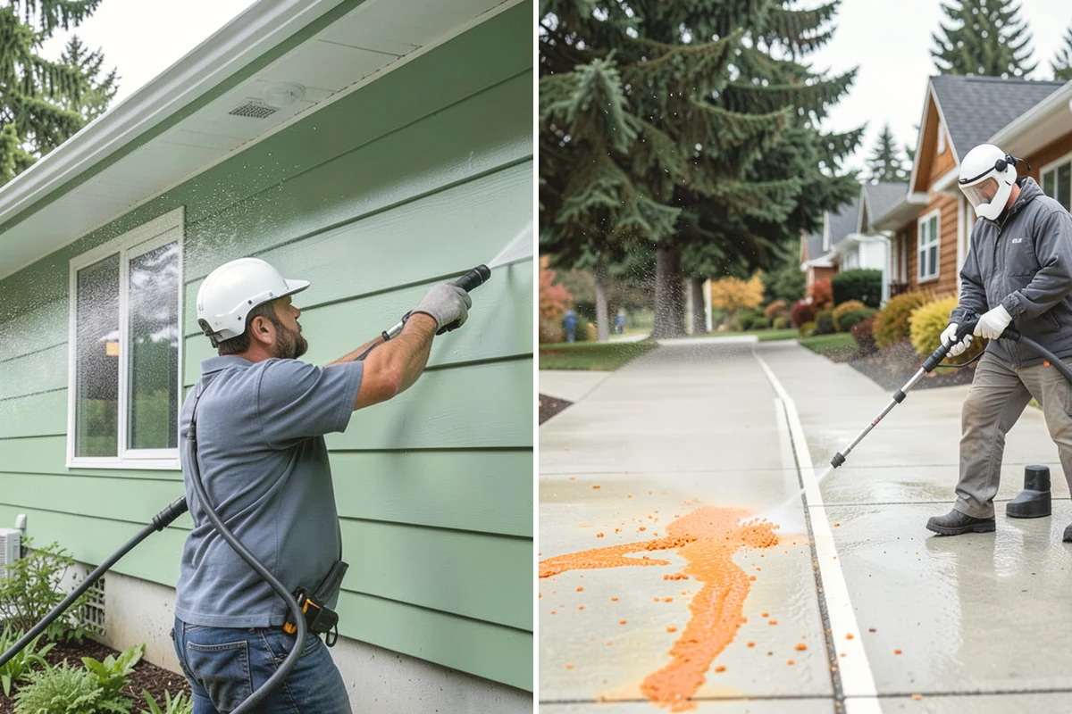 Deck Skirting Cleaning in Black Diamond, King County, WA - Clear debris piled against the skirting base