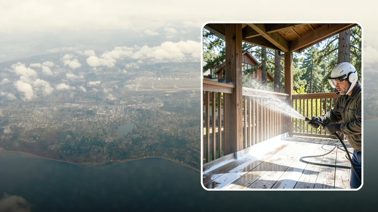 Deck Skirting Cleaning in Burien, King County, WA - We clean deck skirting panels to remove the moss, mud, and mildew that build along this low, shaded band beneath the deck.