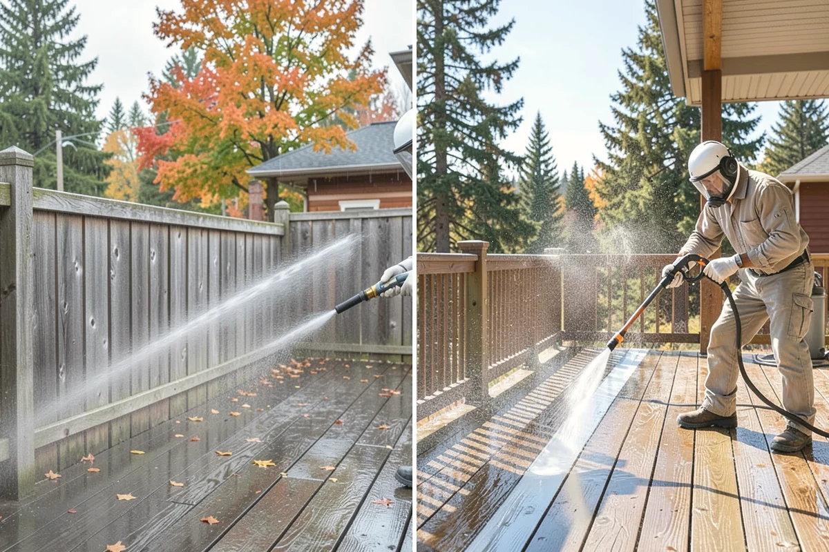 Deck Skirting Cleaning in Burlington, Skagit County, WA - Clear debris piled against the skirting base