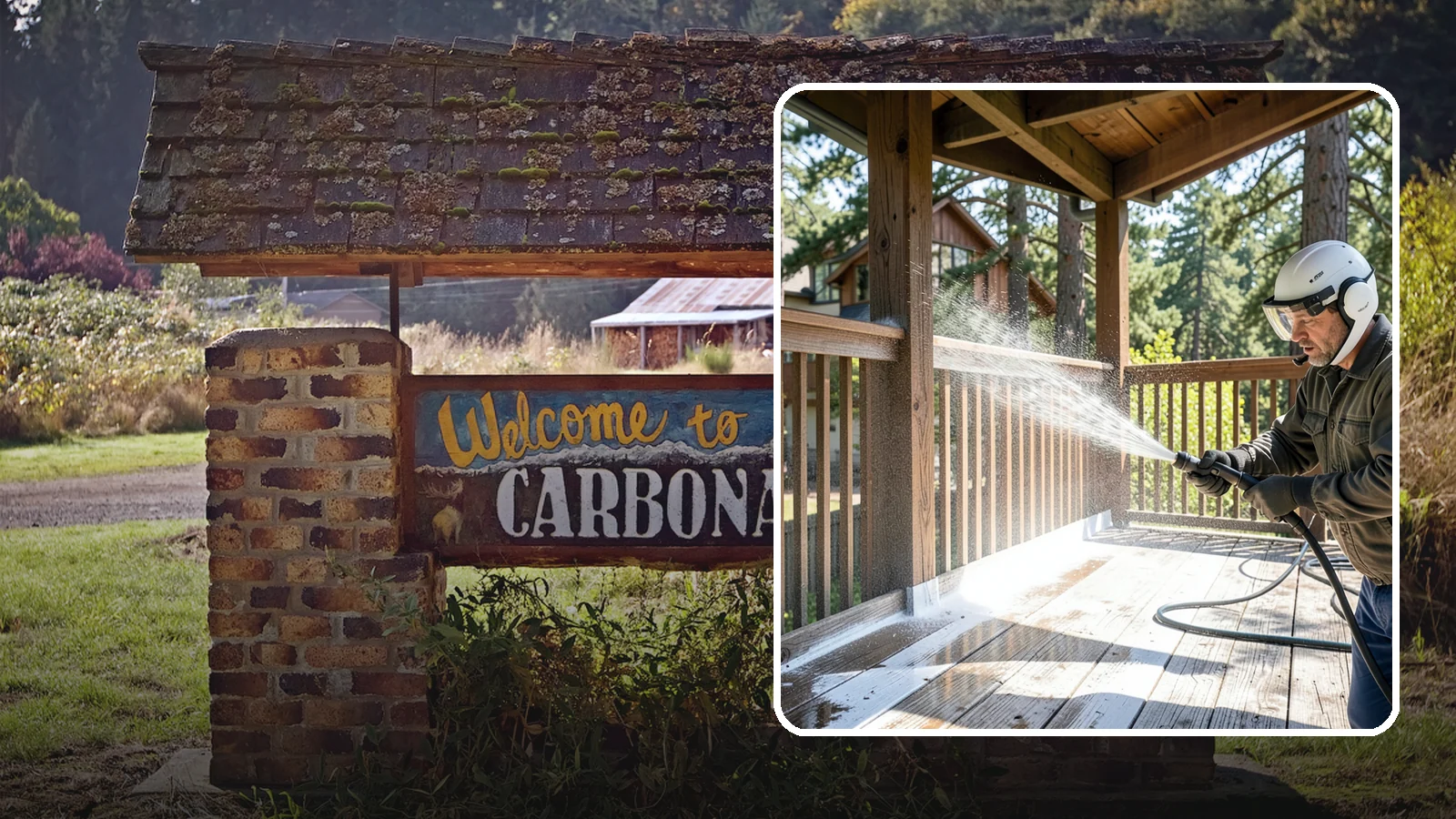 Deck Skirting Cleaning in Carbonado, Pierce County, WA - We clean deck skirting panels to remove the moss, mud, and mildew that build along this low, shaded band beneath the deck.
