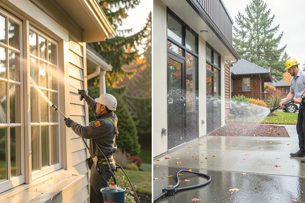 Deck Skirting Cleaning in Carbonado, Pierce County, WA - Clear debris piled against the skirting base