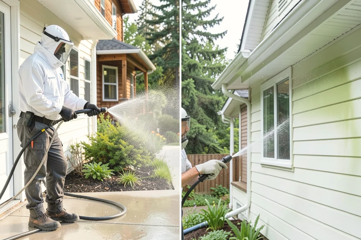 Deck Skirting Cleaning in Carnation, King County, WA - Clear debris piled against the skirting base