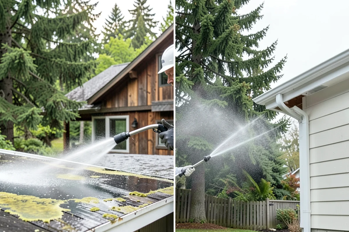 Deck Skirting Cleaning in Clyde Hill, King County, WA - Clear debris piled against the skirting base