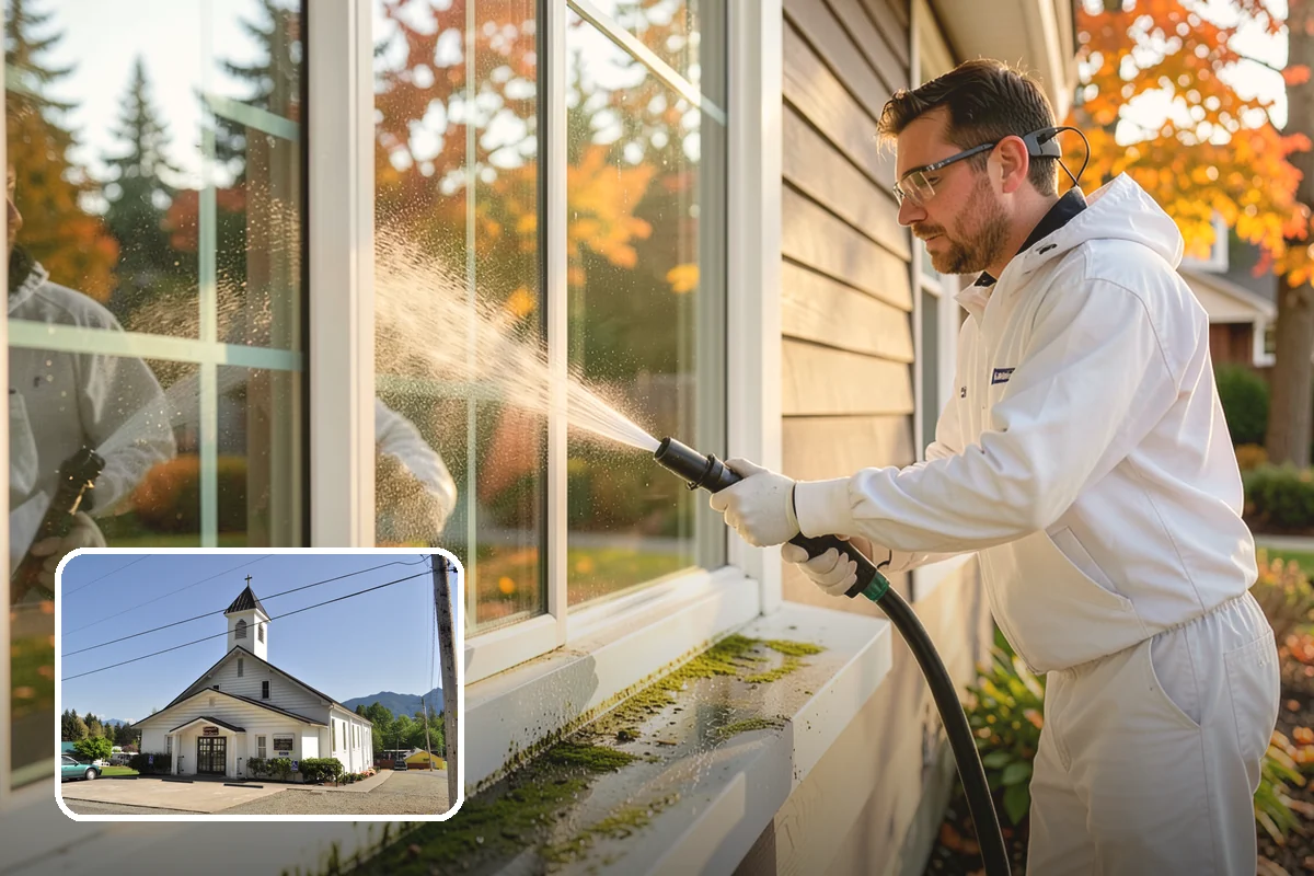 Deck Skirting Cleaning in Concrete, Skagit County, WA - Removes moss and mud from the shaded skirting band