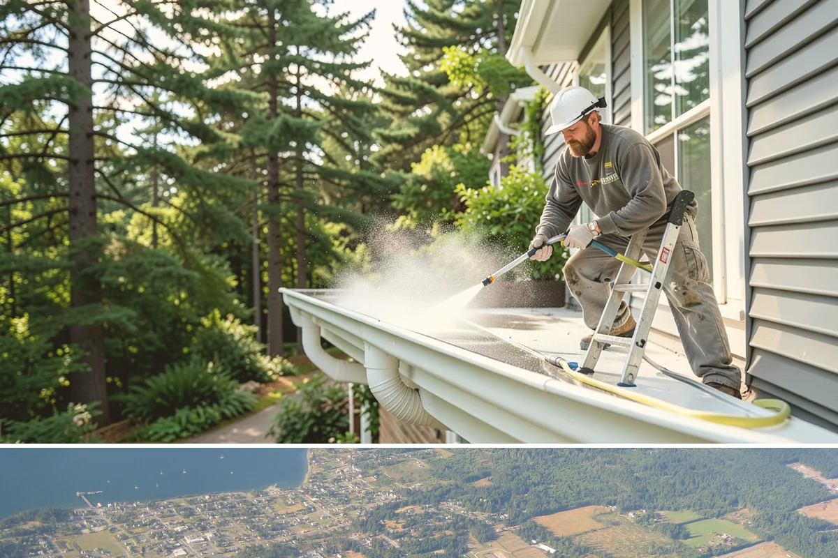 Deck Skirting Cleaning in Coupeville, Island County, WA - Spring cleaning clears the winter moss that grows heaviest on shaded skirting and restores ventilation.