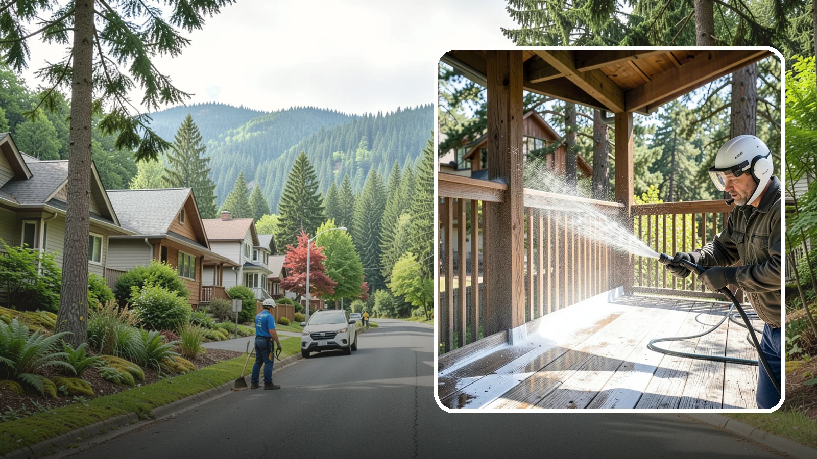 Deck Skirting Cleaning in Darrington, Snohomish County, WA - We clean deck skirting panels to remove the moss, mud, and mildew that build along this low, shaded band beneath the deck.