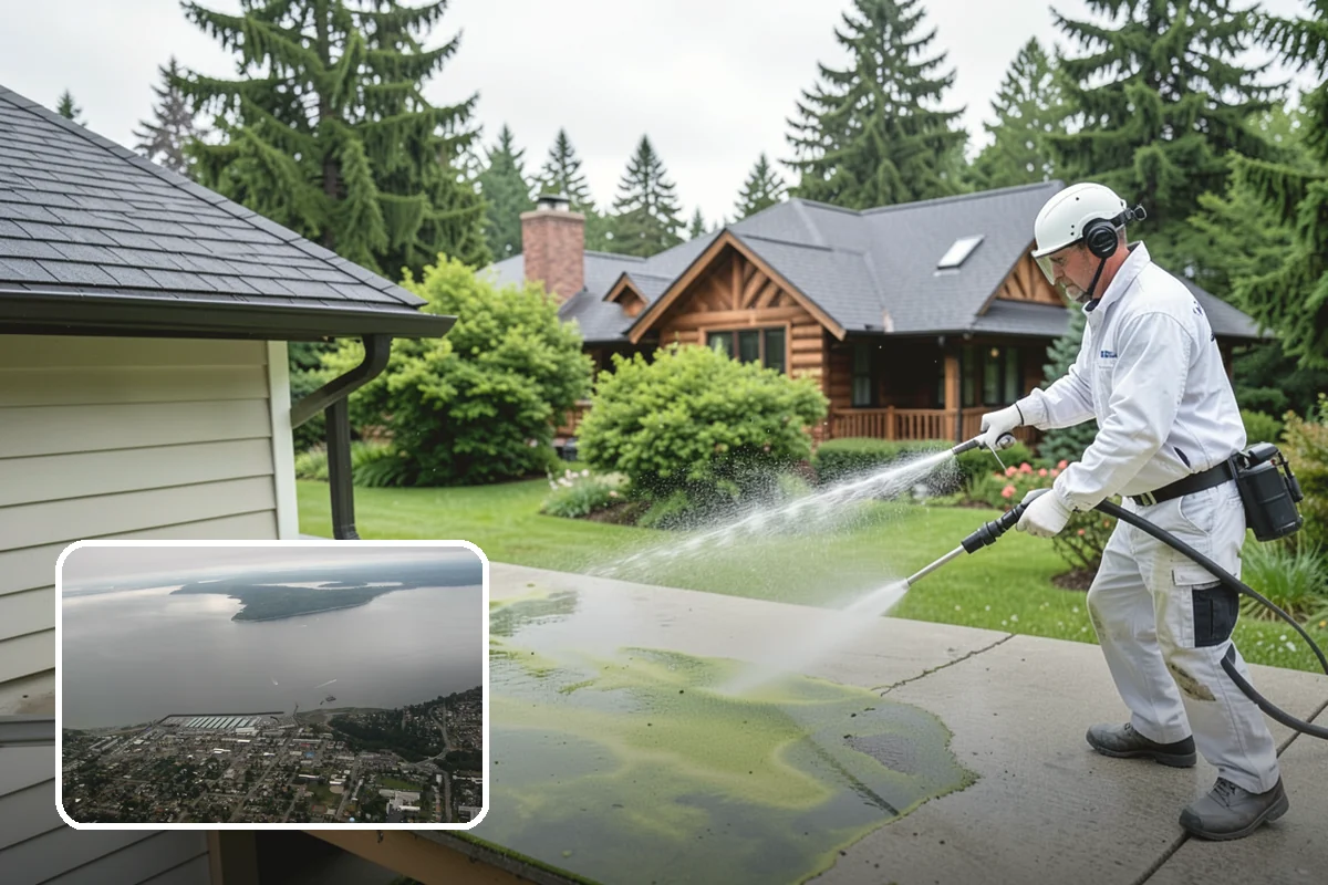 Deck Skirting Cleaning in Des Moines, King County, WA - Removes moss and mud from the shaded skirting band