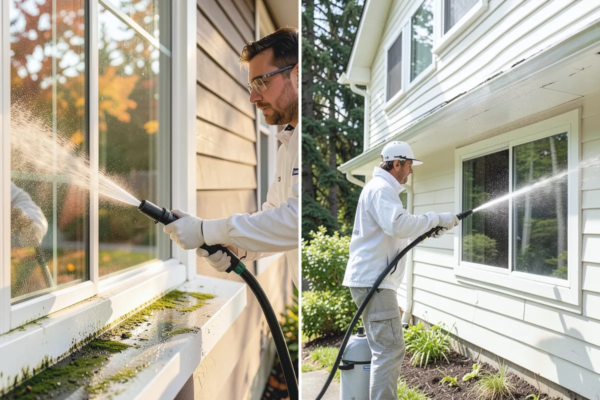 Deck Skirting Cleaning in Des Moines, King County, WA - Clear debris piled against the skirting base