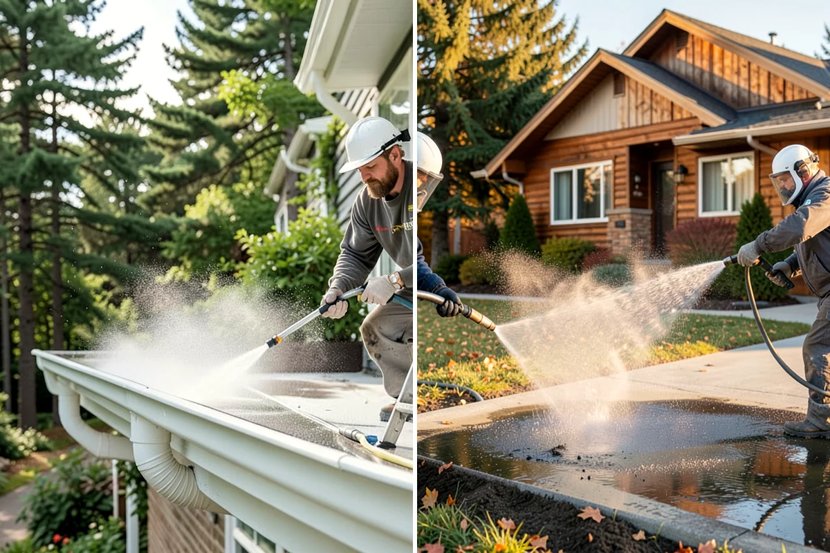 Deck Skirting Cleaning in DuPont, Pierce County, WA - Clear debris piled against the skirting base