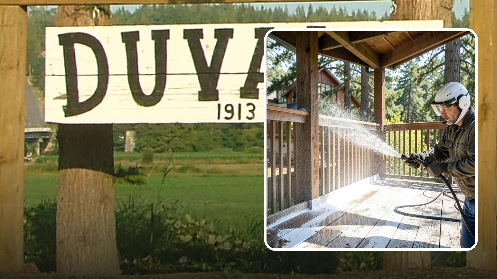 Deck Skirting Cleaning in Duvall, King County, WA - We clean deck skirting panels to remove the moss, mud, and mildew that build along this low, shaded band beneath the deck.