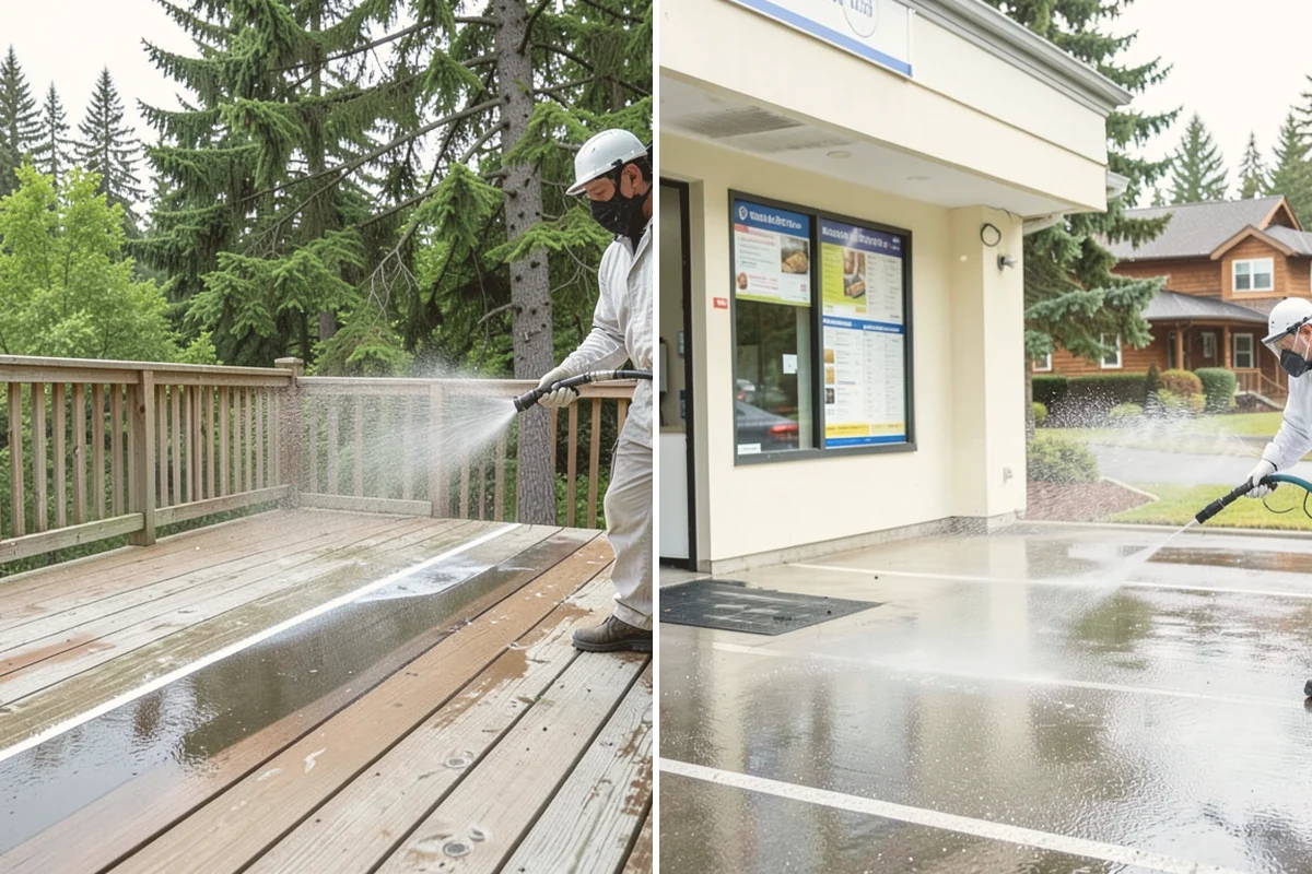 Deck Skirting Cleaning in Eatonville, Pierce County, WA - Clear debris piled against the skirting base