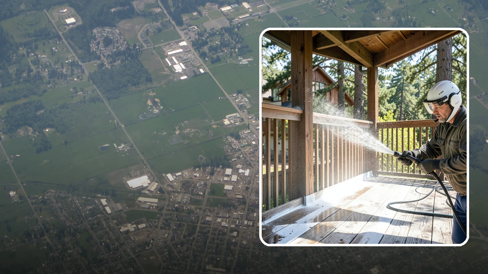 Deck Skirting Cleaning in Enumclaw, King County, WA - We clean deck skirting panels to remove the moss, mud, and mildew that build along this low, shaded band beneath the deck.