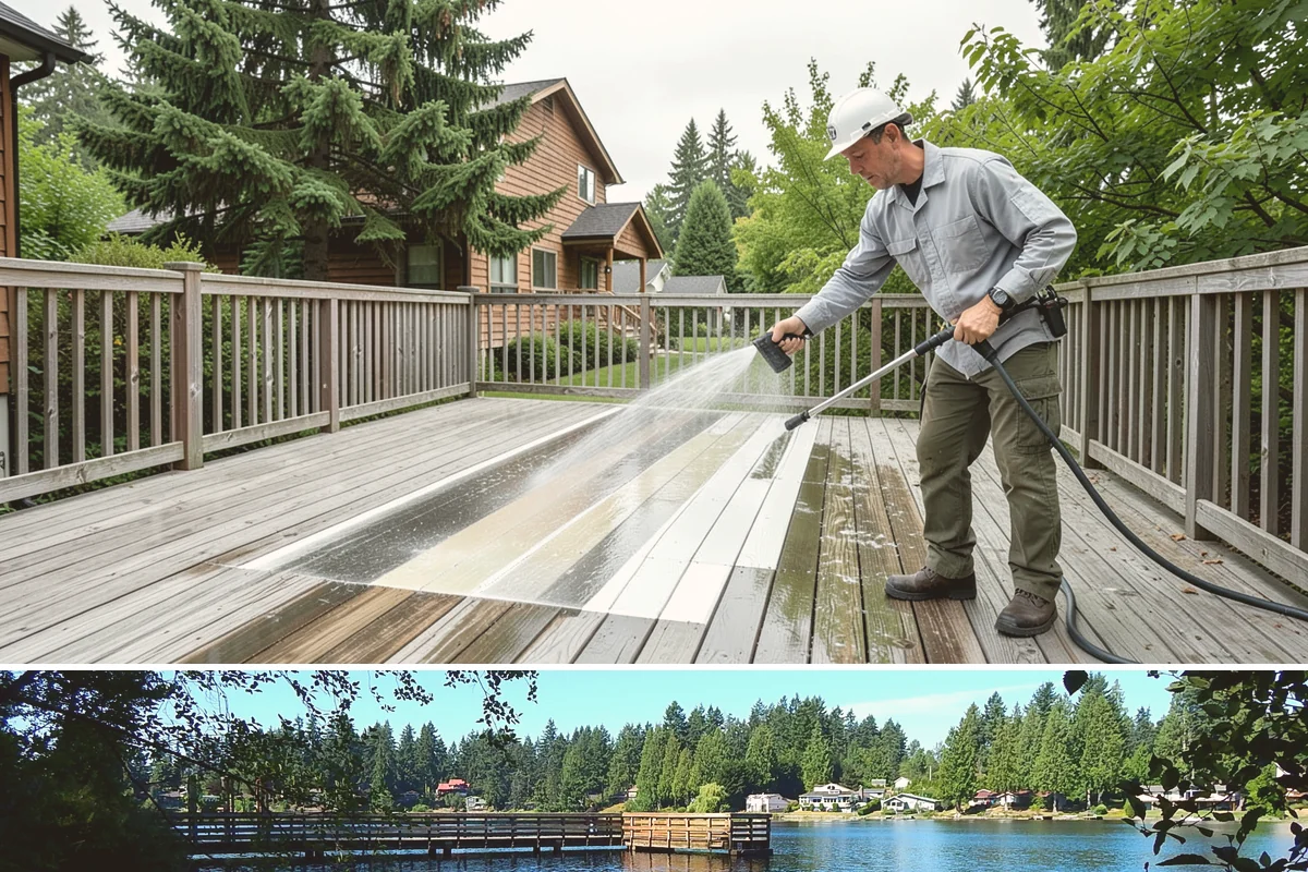 Deck Skirting Cleaning in Federal Way, King County, WA - Spring cleaning clears the winter moss that grows heaviest on shaded skirting and restores ventilation.