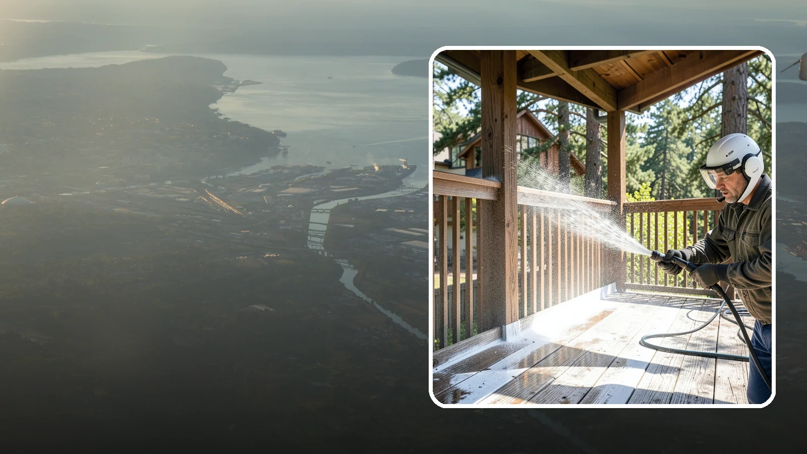 Deck Skirting Cleaning in Fife, Pierce County, WA - We clean deck skirting panels to remove the moss, mud, and mildew that build along this low, shaded band beneath the deck.