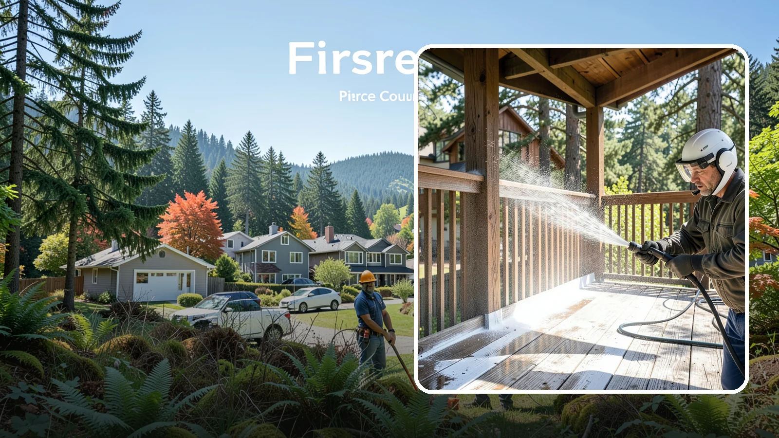 Deck Skirting Cleaning in Fircrest, Pierce County, WA - We clean deck skirting panels to remove the moss, mud, and mildew that build along this low, shaded band beneath the deck.