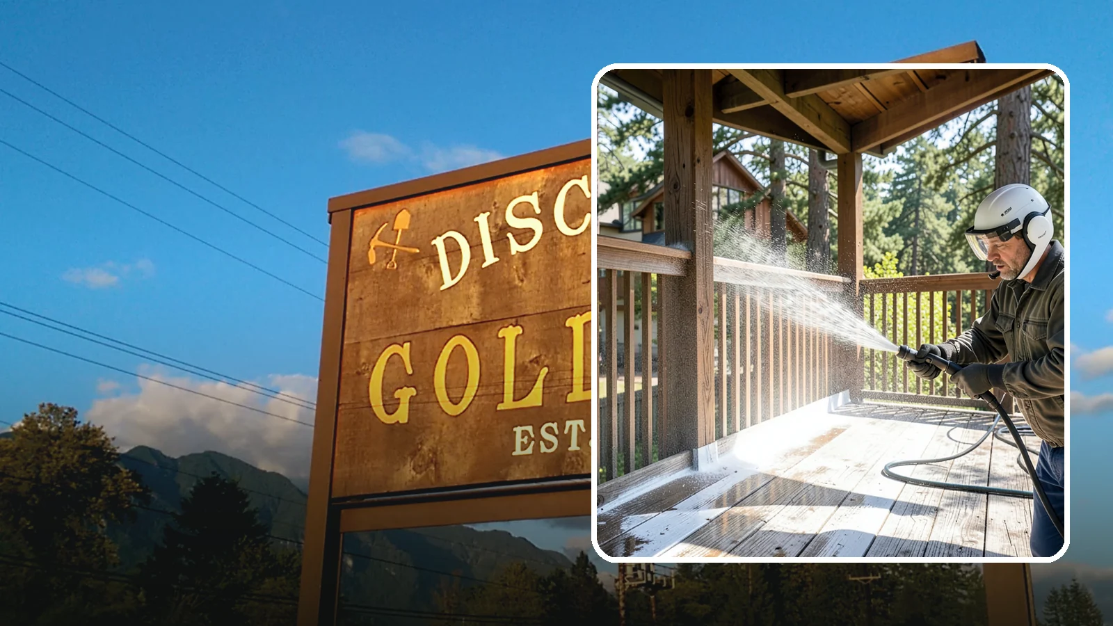 Deck Skirting Cleaning in Gold Bar, Snohomish County, WA - We clean deck skirting panels to remove the moss, mud, and mildew that build along this low, shaded band beneath the deck.