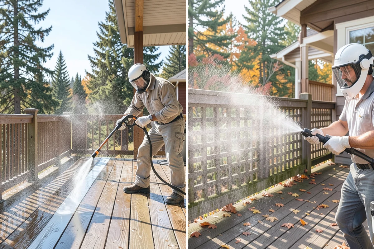 Deck Skirting Cleaning in Gold Bar, Snohomish County, WA - Clear debris piled against the skirting base