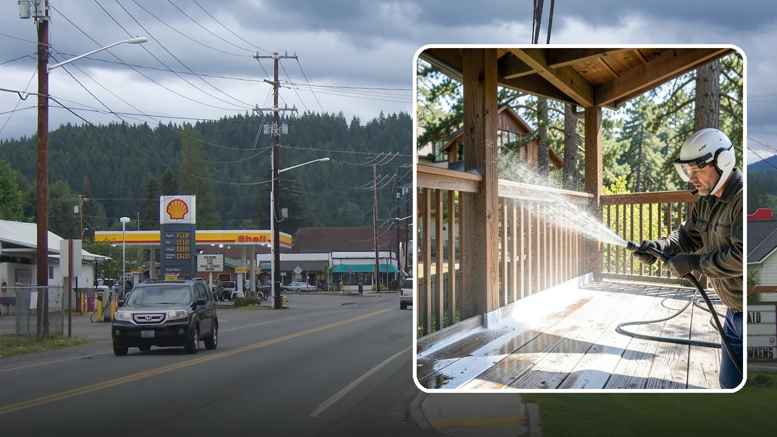 Deck Skirting Cleaning in Granite Falls, Snohomish County, WA - We clean deck skirting panels to remove the moss, mud, and mildew that build along this low, shaded band beneath the deck.