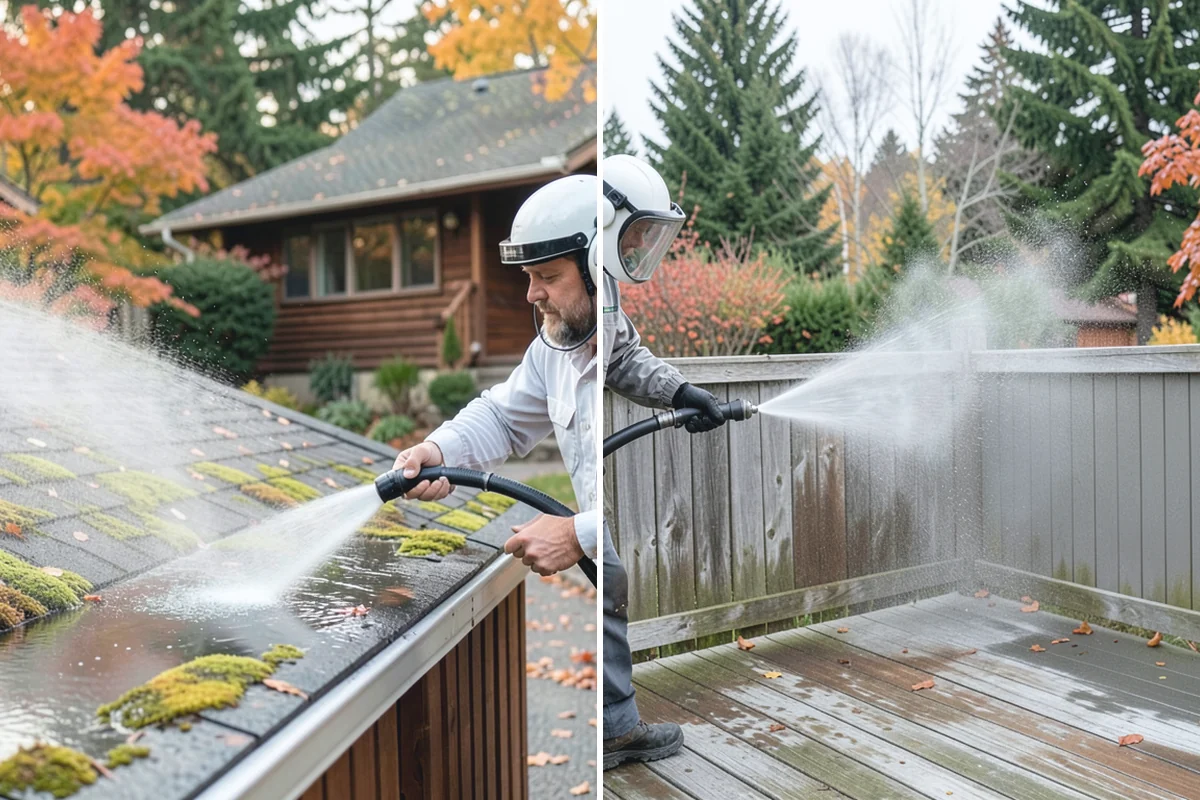 Deck Skirting Cleaning in Hamilton, Skagit County, WA - Clear debris piled against the skirting base