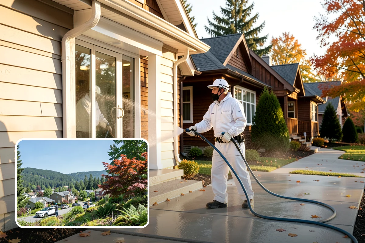 Deck Skirting Cleaning in Index, Snohomish County, WA - Removes moss and mud from the shaded skirting band