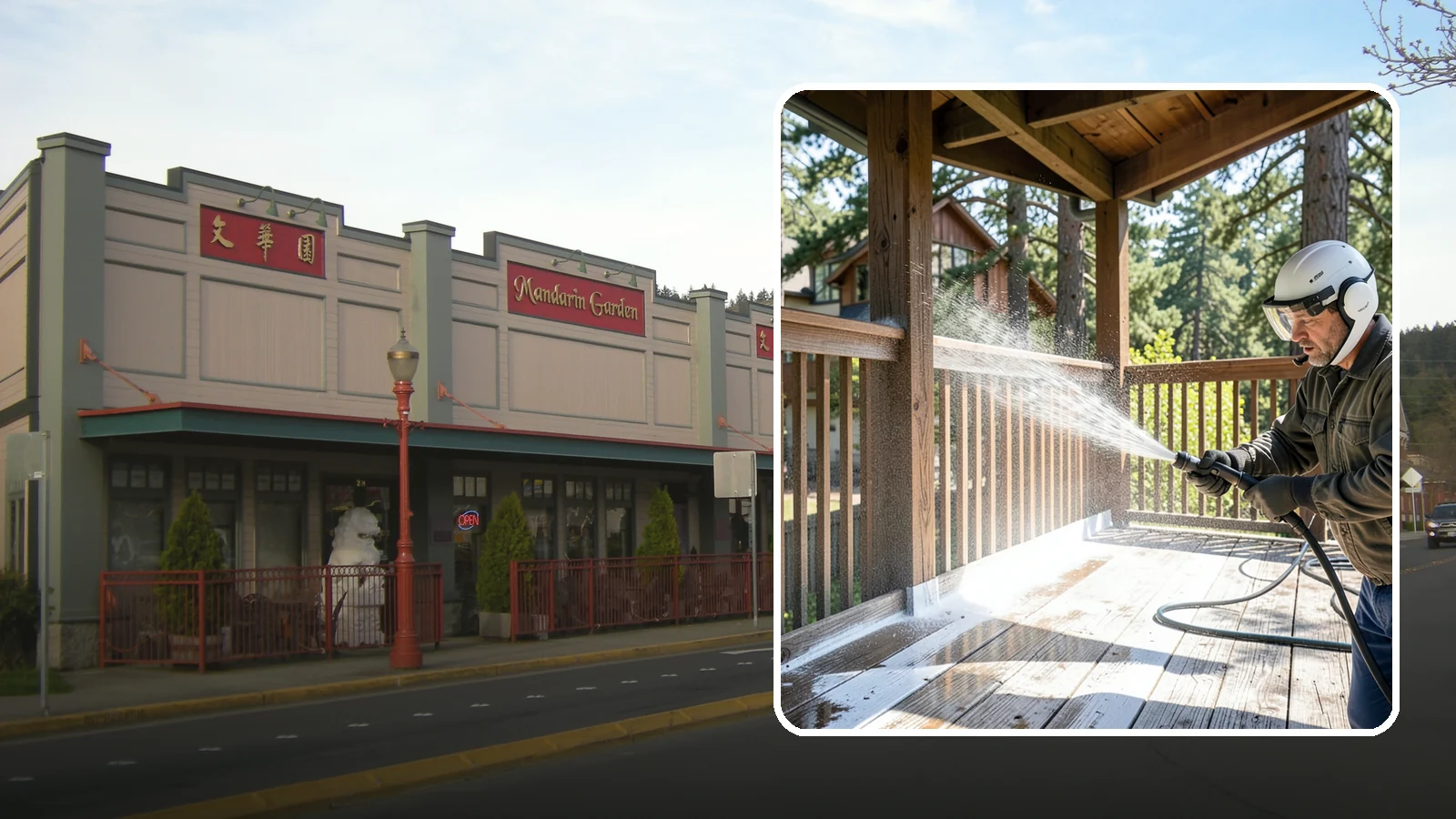Deck Skirting Cleaning in Issaquah, King County, WA - We clean deck skirting panels to remove the moss, mud, and mildew that build along this low, shaded band beneath the deck.