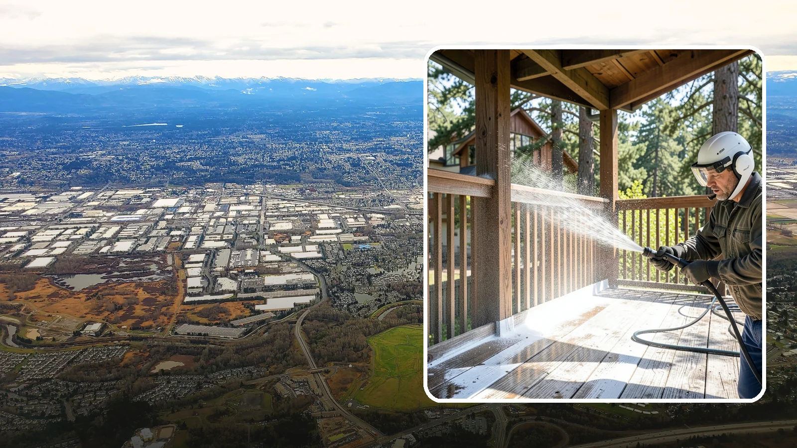Deck Skirting Cleaning in Kent, King County, WA - We clean deck skirting panels to remove the moss, mud, and mildew that build along this low, shaded band beneath the deck.