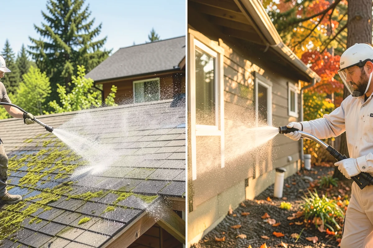 Deck Skirting Cleaning in Kirkland, King County, WA - Clear debris piled against the skirting base
