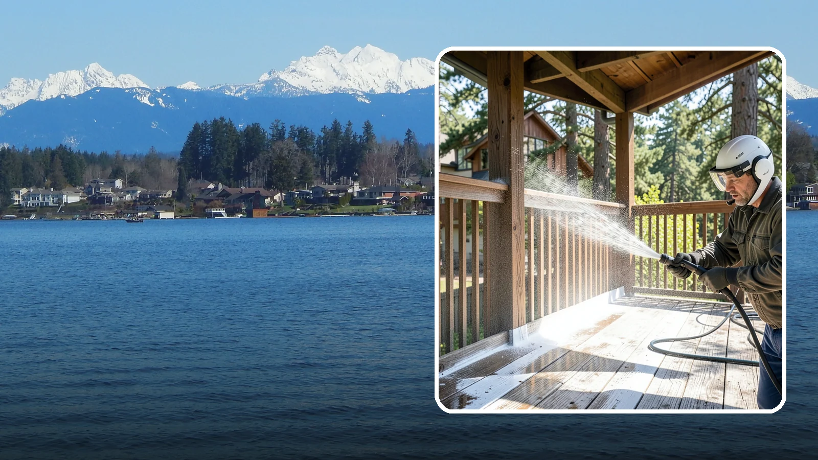 Deck Skirting Cleaning in Lake Stevens, Snohomish County, WA - We clean deck skirting panels to remove the moss, mud, and mildew that build along this low, shaded band beneath the deck.