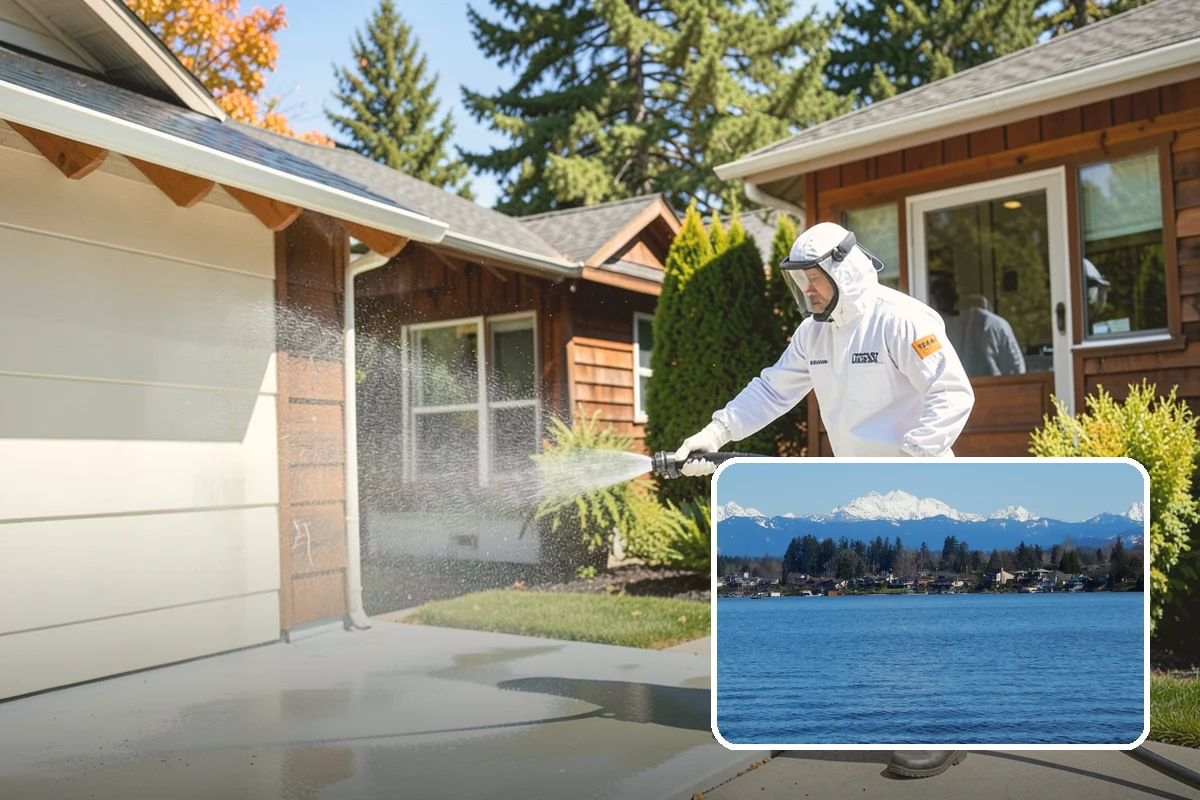 Deck Skirting Cleaning in Lake Stevens, Snohomish County, WA - Removes moss and mud from the shaded skirting band