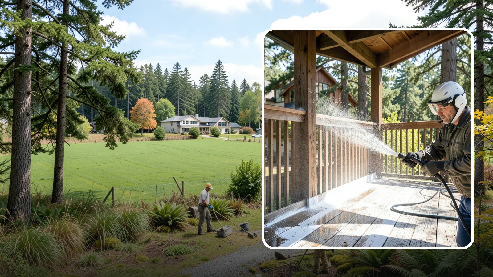 Deck Skirting Cleaning in Lyman, Skagit County, WA - We clean deck skirting panels to remove the moss, mud, and mildew that build along this low, shaded band beneath the deck.
