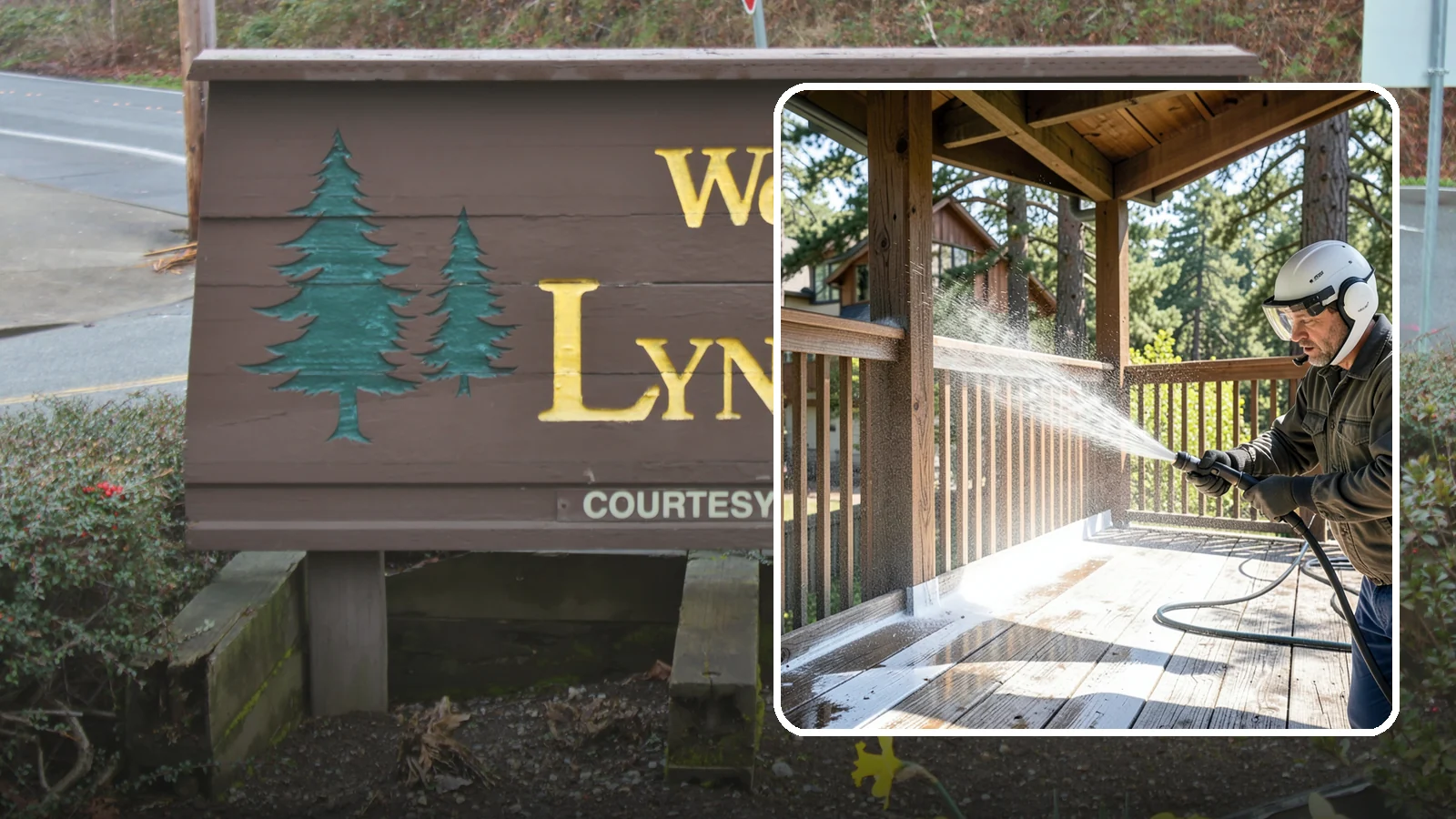 Deck Skirting Cleaning in Lynnwood, Snohomish County, WA - We clean deck skirting panels to remove the moss, mud, and mildew that build along this low, shaded band beneath the deck.