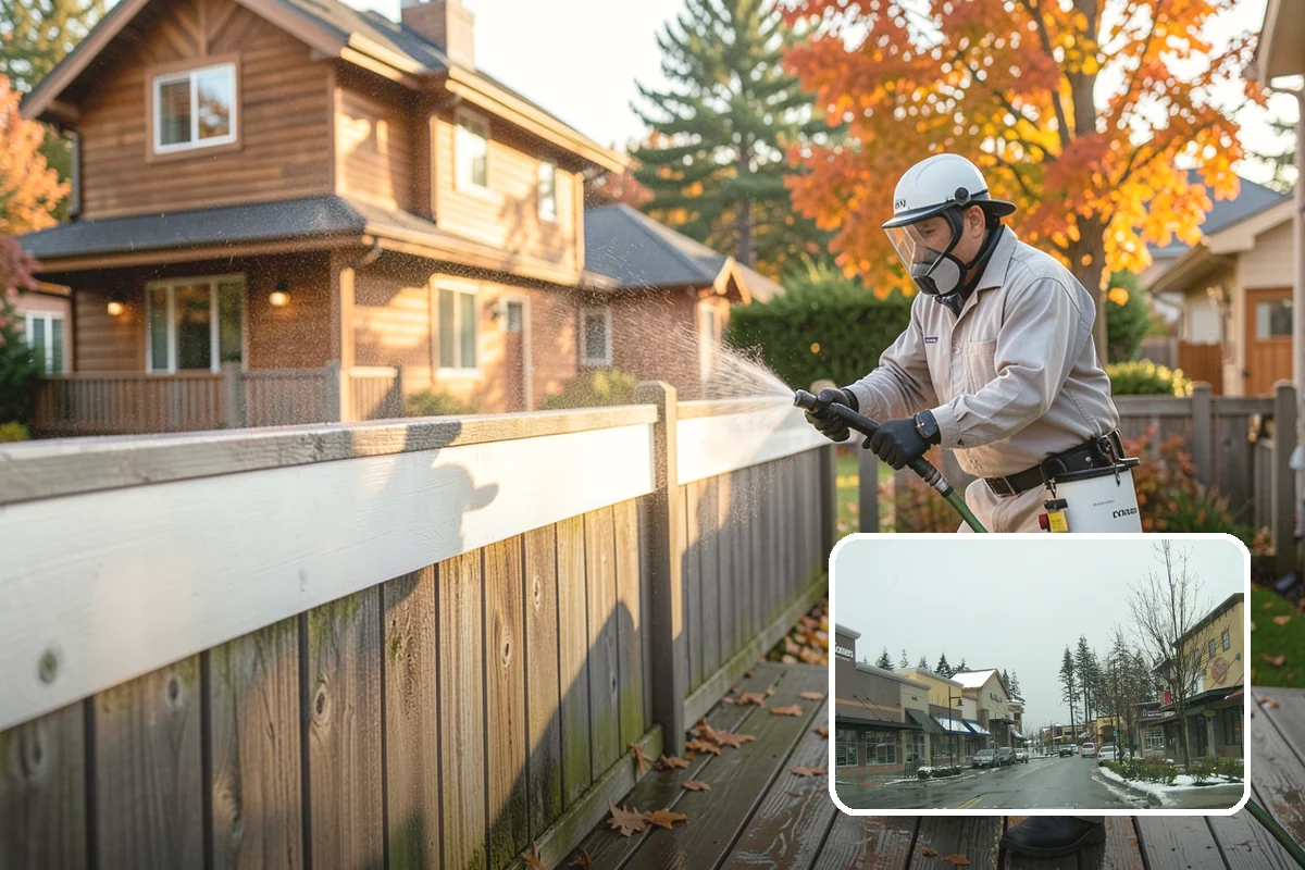 Deck Skirting Cleaning in Mill Creek, Snohomish County, WA - Removes moss and mud from the shaded skirting band