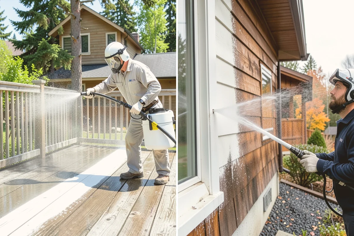 Deck Skirting Cleaning in Milton, King County, WA - Clear debris piled against the skirting base