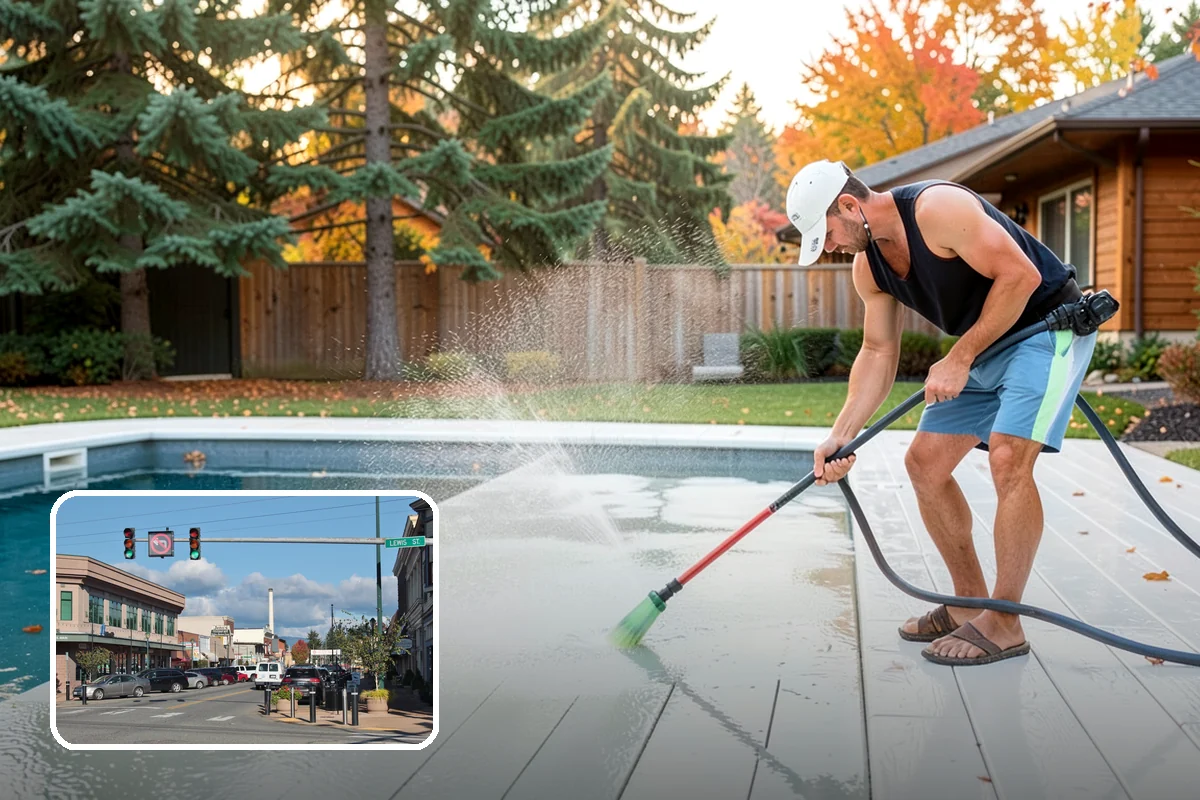 Deck Skirting Cleaning in Monroe, Snohomish County, WA - Removes moss and mud from the shaded skirting band